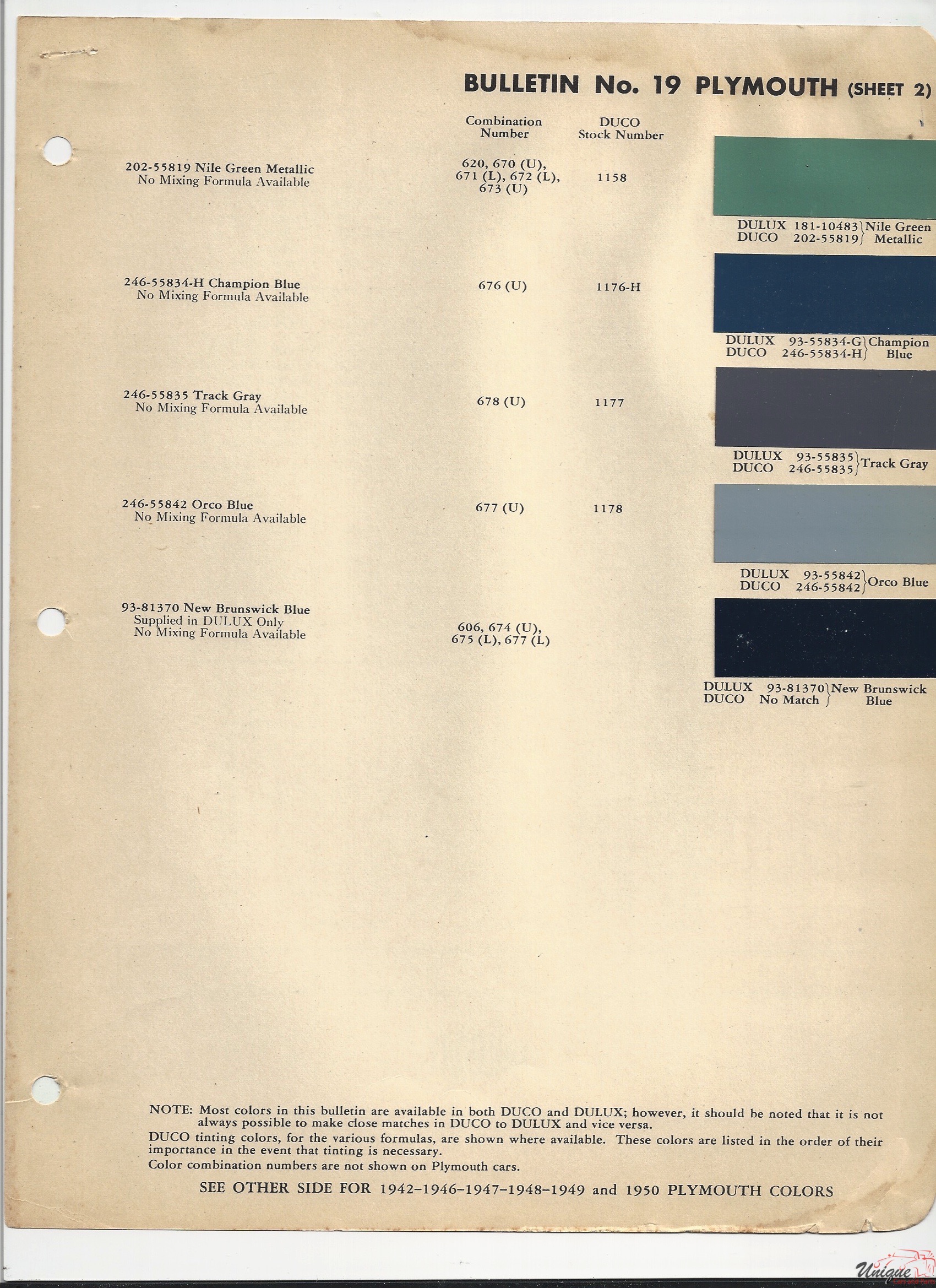 1951 Plymouth-1 Paint Charts